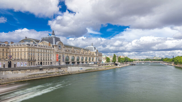 The musee d'Orsay is a museum in Paris timelapse hyperlapse, on the left bank of the Seine. Paris, France