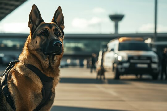 Police canines conduct explosive detection operations at airport security checkpoints