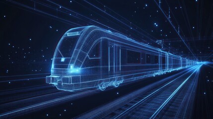 A digital rendering of a train, showcasing futuristic design and technology.