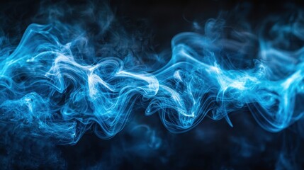 Abstract Blue Smoke Swirls on Dark Background, Perfect for Energy, Mystery, and Vapor Concepts