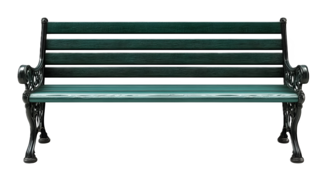 A park bench, isolated on a white background