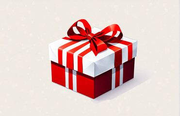 Obraz premium Festive red and gold gift box with ribbon bow for holiday or celebration