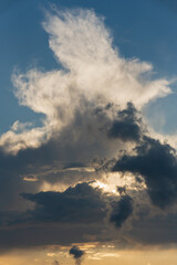 Beautiful sky with cloud sunset background. High quality photo