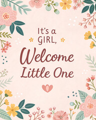 Invitation Card: It's a Girl - Soft Pastel Floral
