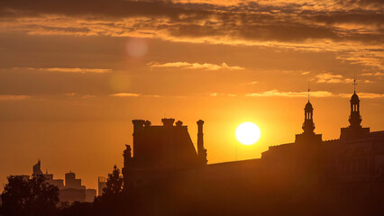 Obraz premium Sunset near Pont des Arts in Paris timelapse, France