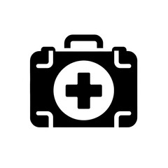 Obraz premium Black and White Medical First Aid Kit Icon