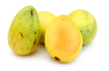 Mango fruit (Mangifera) isolated on white background
