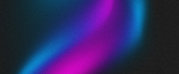 Dark purple blue black grainy gradient background, neon color flow shape,abstract noise texture poster header banner cover design