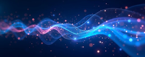 Obraz premium Connectivity in the Digital Age: Glowing Network Nodes on a Futuristic Background