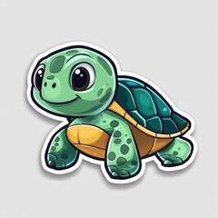 Fototapeta premium This cheerful baby sea turtle illustration is perfect for stickers, apparel, or any project needing a touch of marine charm.