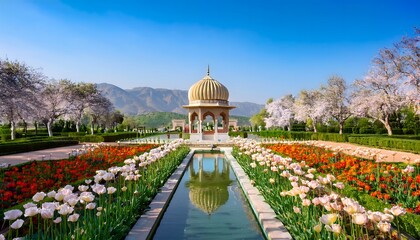 Beautiful Garden with Pavilion and Water Feature