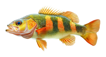 Peacock bass fish on a white background. isolated background.
