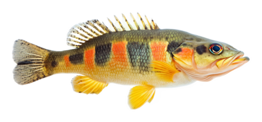 Peacock bass fish on a white background. isolated background.