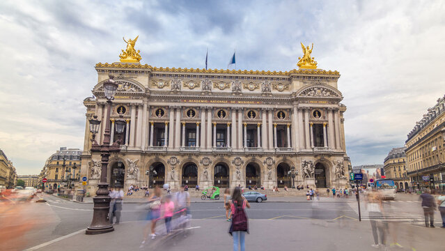 Palais or Opera Garnier The National Academy of Music timelapse hyperlapse in Paris, France.