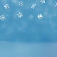 Winter Christmas Background with Snowflakes. Fir Tree Branches, Merry Christmas, Xmas, New Year's Eve. Snowfall, Snow, Snowy Pine Forest, Blurred Bokeh Lights. Holiday Landscape.  Vector Illustration.