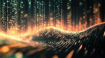 Abstract Digital Landscape with Glowing Lights