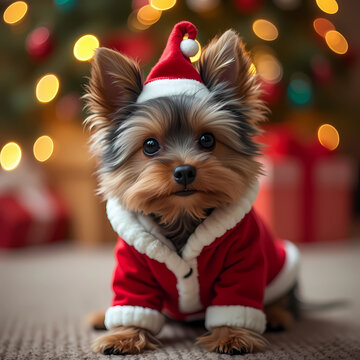 Cachorrito con gorro de Navidad