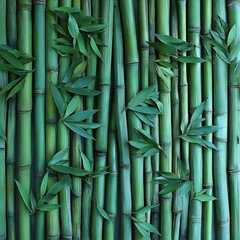 Obraz premium Photo Lush Green Bamboo Stalks and Leaves Background