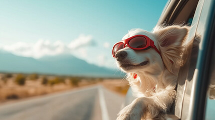 ドライブを楽しむ犬