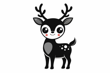 Cute Christmas Reindeer Silhouette Illustration