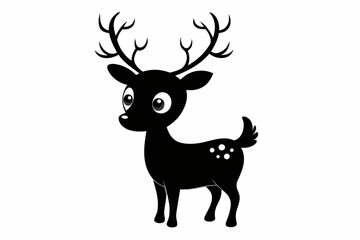 Cute Christmas Reindeer Silhouette Illustration