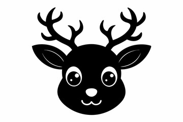 Cute Christmas Reindeer Silhouette Illustration