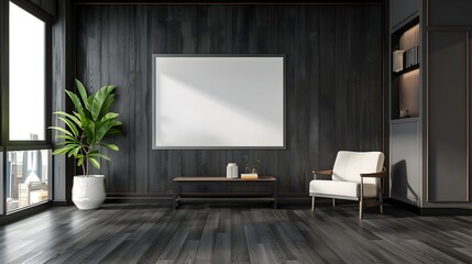 Minimalist Wooden Modern Home with Clean Interior and Frame Mockup 3D Rendering
