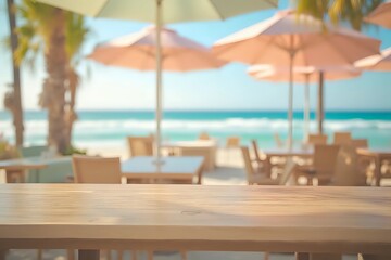 Obraz premium A soft, pastel-toned photo of a wooden table