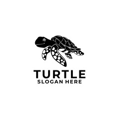 Naklejka premium Turtle logo design template, Turtle Cartoon on Silhouette Logo vector icon