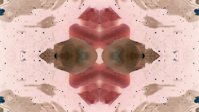 Surreal barrel jellyfish with pink and brown colors in slow motion at dirty water surface, abstract art, kaleidoscope effect