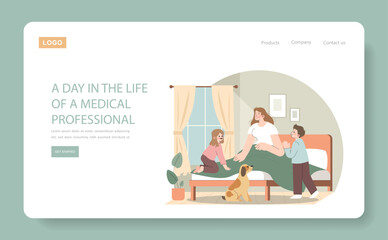 A day in the life of a medical professional. Flat Vector Illustration
