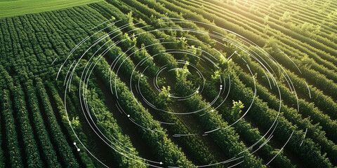 Abstract green farming business technology background