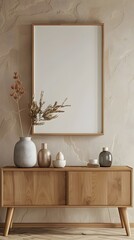 Minimalist Wooden Sideboard with Simple Decor and Clean Interior Design