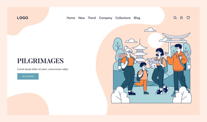 Pilgrimages. Flat Vector Illustration