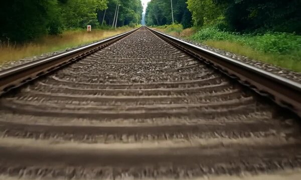 3d view of train tracks