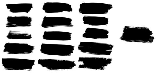 Grunge Brush Stroke Texture Set - Black Ink, High-Quality Ink Brush Stroke Vectors