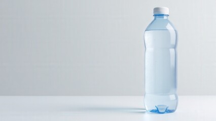 Editable water bottle mockup illustrator with blank label space, condensation, and soft shadows for fresh branding.