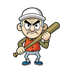 Fototapeta premium A angry man with baseball bat vector cartoon illustration