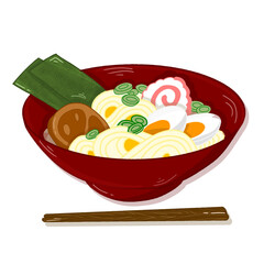 A bowl of steaming, authentic Japanese ramen sits invitingly, showcasing a symphony of flavors and textures. Rich, savory broth fills the bowl, its golden-brown hue hinting at deep umami notes. 