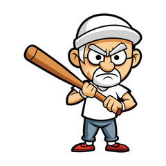 Fototapeta premium A angry man with baseball bat vector cartoon illustration