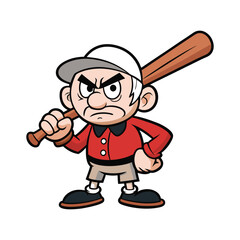 A angry man with baseball bat vector cartoon illustration