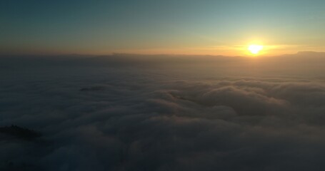 Sea of ​​fog on the mountain at sunrise
