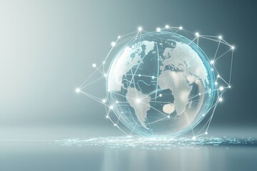Fototapeta premium A digital globe surrounded by network connections, symbolizing global communication and technology.