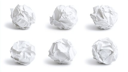 A Collection of Crumpled White Paper Balls on a Light Background Representing Creative Process and Ideas in Disarray for Business and Design Concepts
