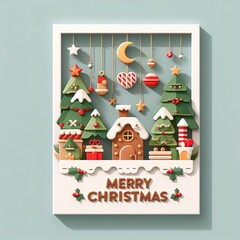 Merry Christmas decorations paper cute style