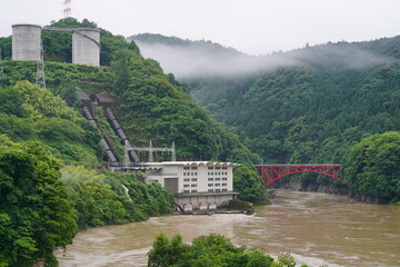 丸山発電所と蘇水峡橋