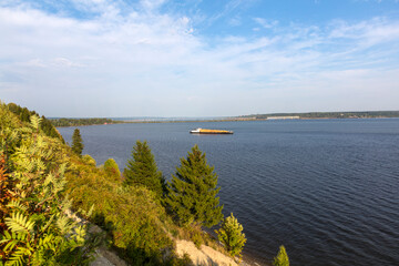 Russia Perm Krai Kama River view on a cloudy summer day