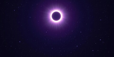 Fototapeta premium Deep purple starry night sky with a solar eclipse occurring at the center, universe, space