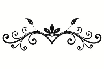 Floral divider with swirling lines, text tail typography elements, stylish text decorative, modern design