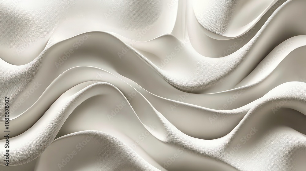 Leinwandbilder abstract white flowing fabric background texture with soft waves and curves.